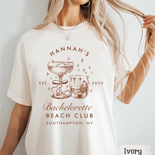 Retro Modern Blue & Brown Bachelorette Weekend T-Shirt