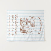 Retro Modern Blue & Brown Bachelorette Weekend Wandteppich (Vorderseite (Horizontal))