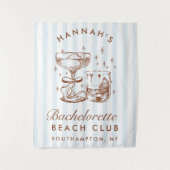 Retro Modern Blue & Brown Bachelorette Weekend Wandteppich (Vorderseite)