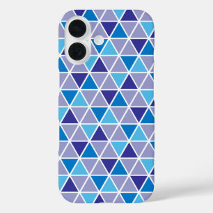 Retro Modern Blue Triangle Geometrisches Muster iPhone 16 Hülle
