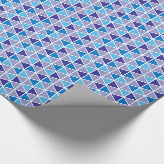 Retro Modern Blue Triangle Geometrisches Muster Geschenkpapier (Ecke)