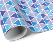 Retro Modern Blue Triangle Geometrisches Muster Geschenkpapier (Rolleneckpunkt)