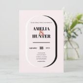 Retro Modern Blush Terracotta Schwarz-Weiß Einladung (Stehend Vorderseite)