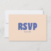 Retro Modern & Bold Blue Beige Wedding RSVP Karte (Vorderseite)