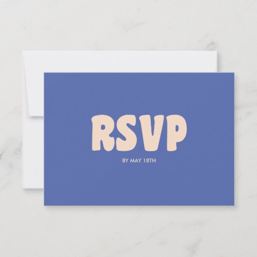 Retro Modern Bold Blue QR Code Wedding Website RSVP Karte (Vorderseite)