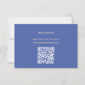 Retro Modern Bold Blue QR Code Wedding Website RSVP Karte (Rückseite)