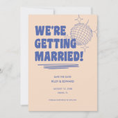 Retro Modern & Bold Typografy Blue Wedding Save The Date (Vorderseite)