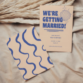 Retro Modern & Bold Typografy Blue Wedding Save The Date