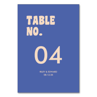 Retro Modern Bold Typography Dark Blue Wedding Tischnummer