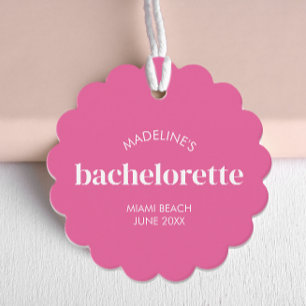 Retro Modern Bright Pink Girly Bachelorette Geschenkanhänger