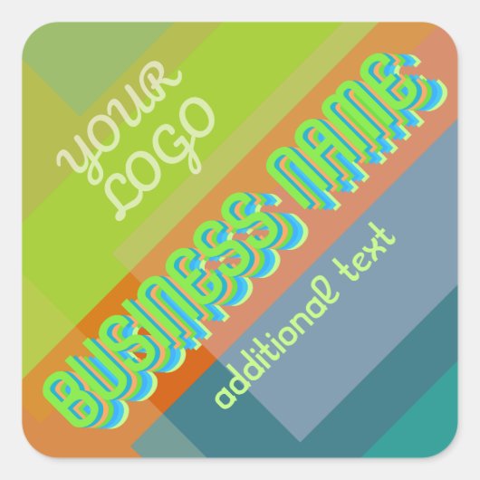 Retro-Modern Business Name & geometrische Formen Quadratischer Aufkleber (Vorderseite)