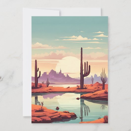 Retro Modern Cactus Wedding Einladung (Rückseite)