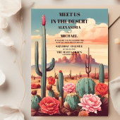 Retro Modern Cactus Wedding Einladung