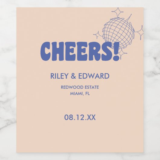 Retro Modern 'Cheers'! Sortenweinetikett Weinetikett (Einzelnes Label)
