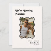 Retro Modern Chic Black Schachbrett Save the Date Einladung (Vorderseite)