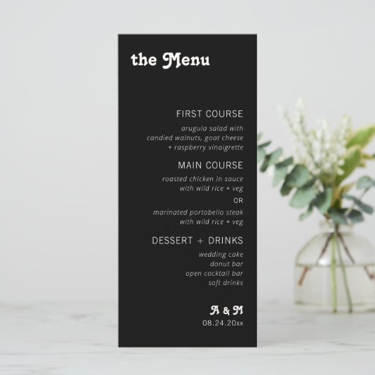 Retro Modern Chic Schachbrett Menu (Stehend Vorderseite)