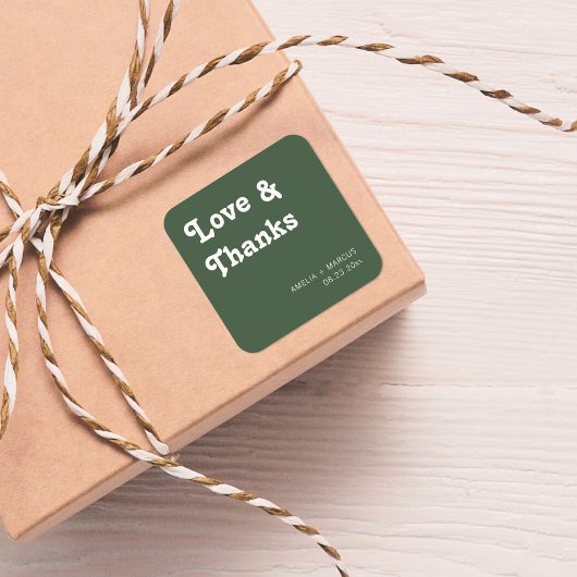 Retro Modern Chic Wedding Vielen Dank Quadratischer Aufkleber