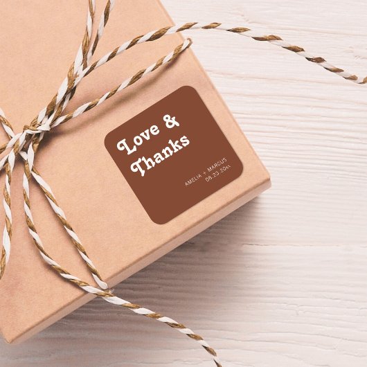 Retro Modern Chic Wedding Vielen Dank Quadratischer Aufkleber