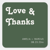 Retro Modern Chic Wedding Vielen Dank Quadratischer Aufkleber (Vorderseite)