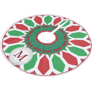 Retro Modern Christmas Poinsettia Geometric Polyester Weihnachtsbaumdecke