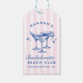 Retro Modern Cocktail Bachelorette Blau Geschenkanhänger (Rückseite)