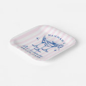 Retro Modern Cocktail Bachelorette Blau Pappteller (Gewinkelt)