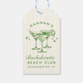 Retro Modern Cocktail Bachelorette Green Geschenkanhänger (Rückseite)