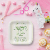 Retro Modern Cocktail Bachelorette Green Pappteller (Party)