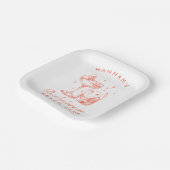 Retro Modern Cocktail Bachelorette Orange Pappteller (Gewinkelt)