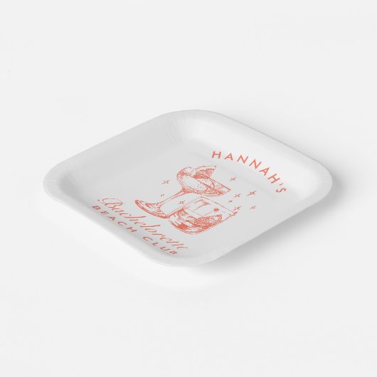 Retro Modern Cocktail Bachelorette Orange Pappteller (Gewinkelt)