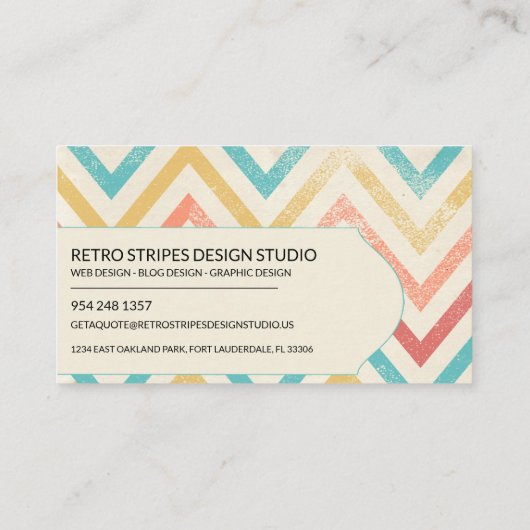 Retro Modern Colour Stripes Business Card Visitenkarte (Rückseite)