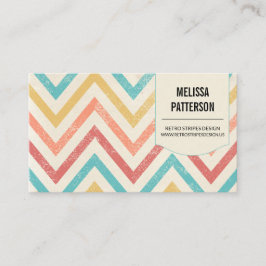 Retro Modern Colour Stripes Business Card Visitenkarte