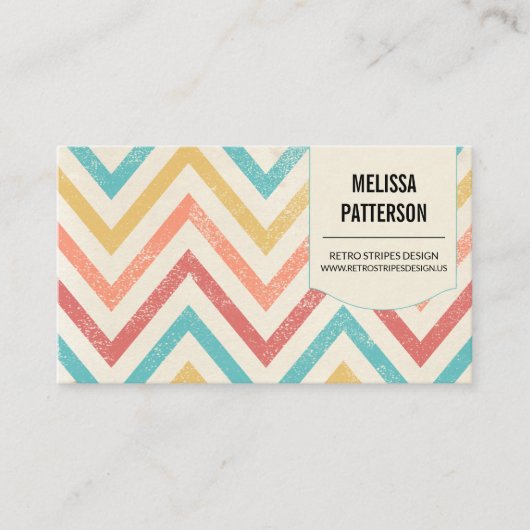 Retro Modern Colour Stripes Business Card Visitenkarte (Vorderseite)