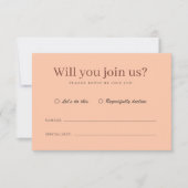 Retro Modern Coral Peach Elegant Wedding RSVP Karte (Vorderseite)