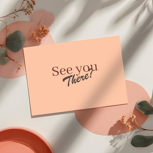 Retro Modern Coral Peach Elegant Wedding RSVP Karte