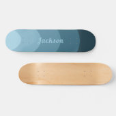 Retro Modern Curves Blau personalisiert Skateboard (Horizontal)