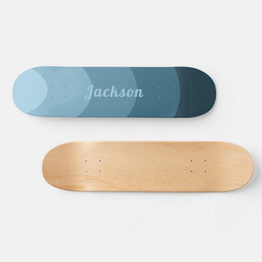Retro Modern Curves Blau personalisiert Skateboard (Horizontal)