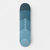 Retro Modern Curves Blau personalisiert Skateboard (Vorne)