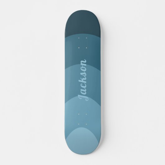 Retro Modern Curves Blau personalisiert Skateboard (Vorne)