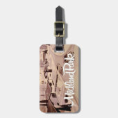 Retro Modern Design Gepäckanhänger mit Ledergurt (Vorderseite vertikal)