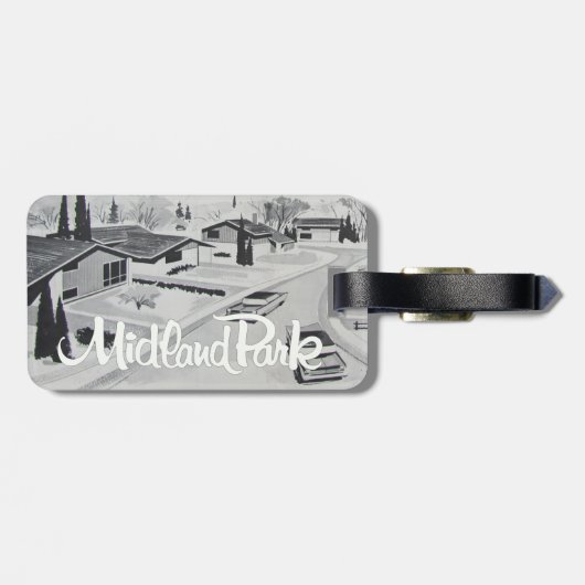 Retro Modern Design Gepäckanhänger mit Ledergurt (Rückseite horizontal)