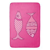 Retro Modern Fisch, Fuchsia und Light Pink Badematte (Vorderseite Vertikal)