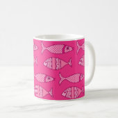 Retro Modern Fisch, Fuchsia und Light Pink Kaffeetasse (VorderseiteRechts)