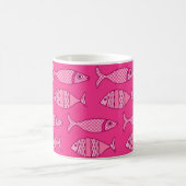 Retro Modern Fisch, Fuchsia und Light Pink Kaffeetasse (Mittel)