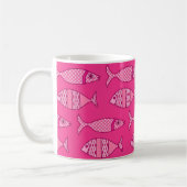 Retro Modern Fisch, Fuchsia und Light Pink Kaffeetasse (Links)