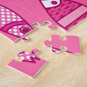 Retro Modern Fisch, Fuchsia und Light Pink Puzzle (Seite)