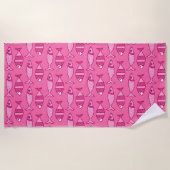 Retro Modern Fisch, Fuchsia und Light Pink Strandtuch (Vorderseite)