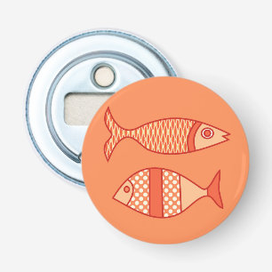 Retro Modern Fisch, Light Coral Orange & Mandarine Flaschenöffner