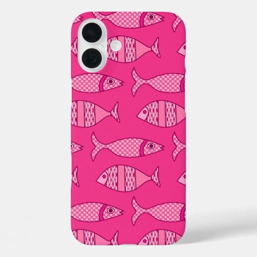 Retro Modern Fish, Fuchsia, Light Pink, Deep Pink Case-Mate iPhone Hülle (Rückseite)