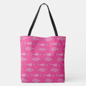 Retro Modern Fish, Fuchsia, Light Pink, Deep Pink Tasche (Rückseite)